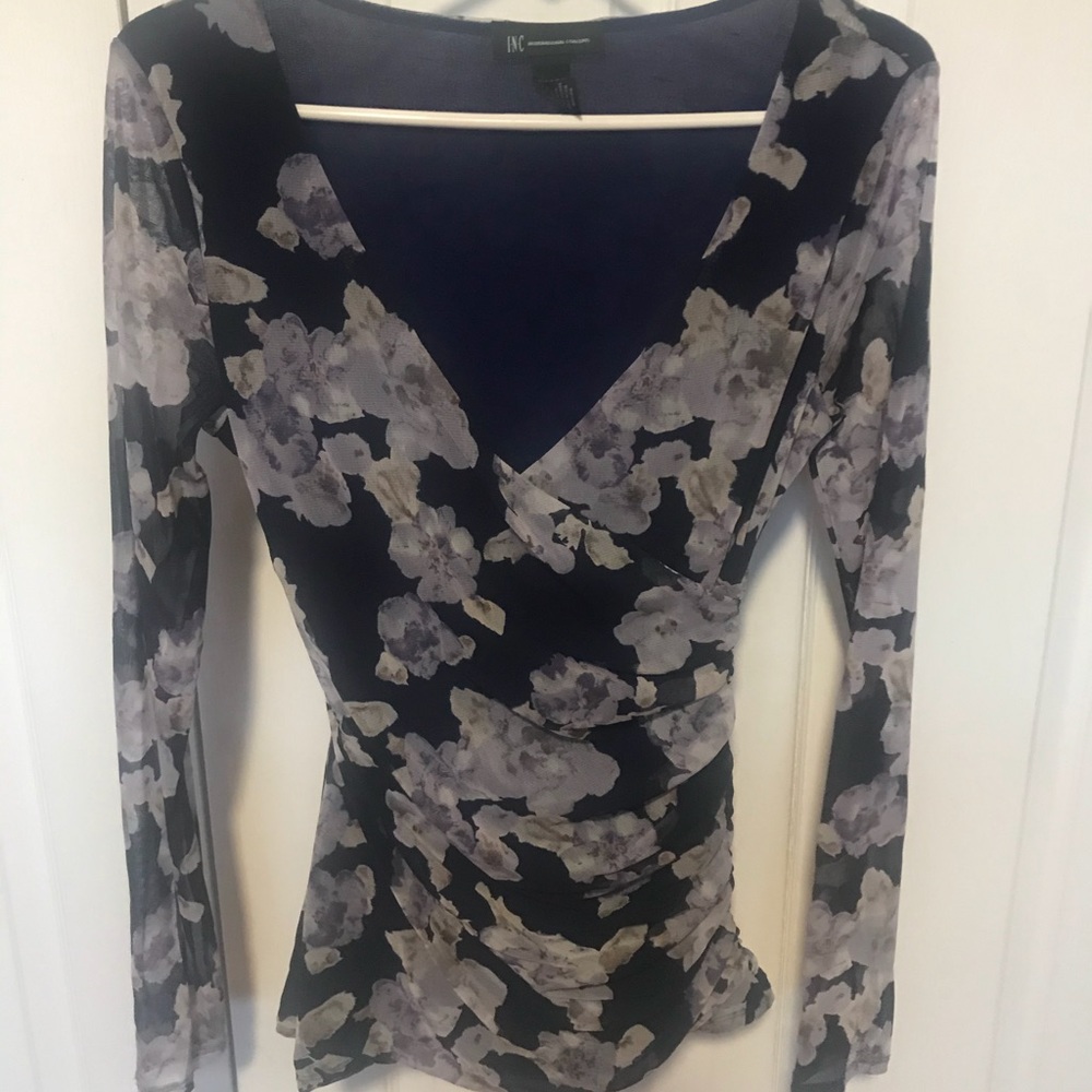 Ladies Sheer Crossbody Fitted Blouse